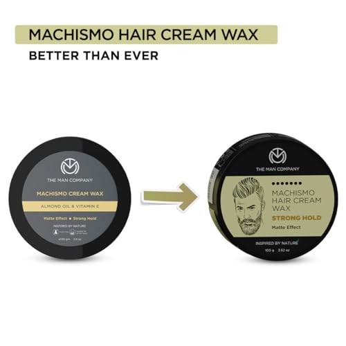 The Man Company Machismo Stronghold Hair Wax for Men | Up-to 12 Hours Strong Hold | Enriched with Vitamin E & Almond Oil | Stylish Matte Finish with Volume | Non Sticky - 100gm