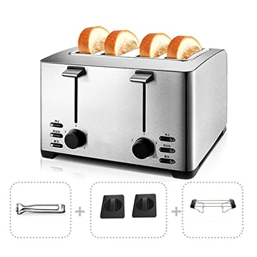 Torrela De Aço Inoxidável 4 Fatia, Torradeira Elétrica Em Casa Com Slots Extra-larga, Máquina De Pão De Assadeira Comercial Removível Com 6 Níveis LED Display