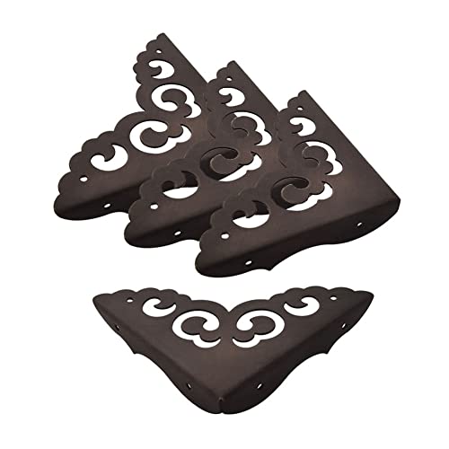Corner Protector Edge 4 Pcs Antique Metal Decorative Box Bumpers for Cabinet Chest Desks Jewelry Door Drawer Tables Guard Furniture Hardware Accessories (Ancient Black), CH-6665778