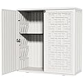ZZM HDPE Outdoor Storage Shed, Outdoor Plastic Storage Cabinet, Horizontal Resin Tool Shed for Garden, All Weather Outdoor Storage Clearance, DIY Usage, with one Shelf (White)