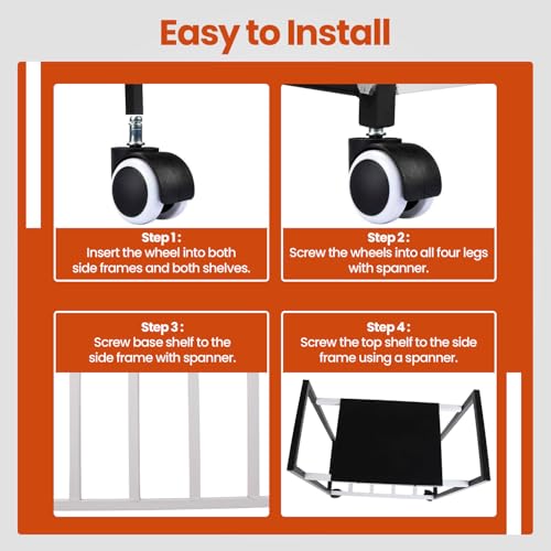 Image of Shop4Ever Inverter Trolley for Home, Heavy Duty Adjustable Inverter Stand with Wheels | Rust-Resistant Metal Battery Stand | Up to 150 kg Load | Home & Office Use