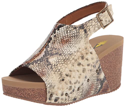 Image of Volatile Division Wedge Sandals for Women Featuring Cork Covered Bottom with EVA Insole and Rubber Outsole