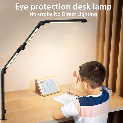 segrass LED Desk Lamp with Clamp, Flexible 4 Sections Swing Arm, Three Light Sources, 4 Color Modes & 5 Brightness, Eye Caring Table Light with Memory Function for Office - Cosy Home Interiors segrass LED Desk Lamp with Clamp, Flexible 4 Sections Swing Arm, Three Light Sources, 4 Color Modes & 5 Brightness, Eye Caring Table Light with Memory Function for Office - Image 6