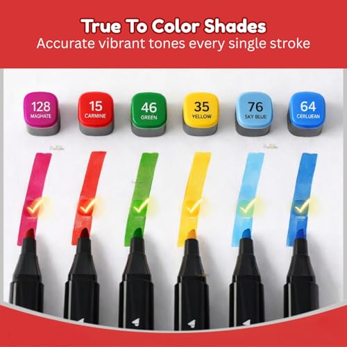 Image of Toy Imagine 24 Colorful Dual Tip Art Markers Sketch Pens with Carrying Case for Painting Sketching Calligraphy Drawing Fine & Chisel Tip Colour Markers for Kids Adults & Artists(24 Shades)
