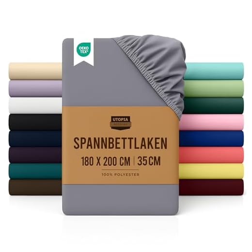 Amazon Basics Einzelnes Mikrofaser-Spannbettlaken - Dunkelgrau, Super Kingsize-Bettgröße (180 x 200 x 30 cm), Leicht, Weich und Knitterfrei 7 Utopia Bedding - Spannbettlaken 180x200cm - Grau - Gebürstete Polyester-Mikrofaser Spannbetttuch - 35 cm Tiefe Tasche