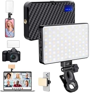 MACTREM 168 LED Selfie Light for iPhone, iPhone Light,Portable Phone Light, 3000Mah Rechargeable Video Light, Adjusted 3 Light Modes, for iPhone, Camera, Laptop, iPad, Video Conference, TikTok,Makeup