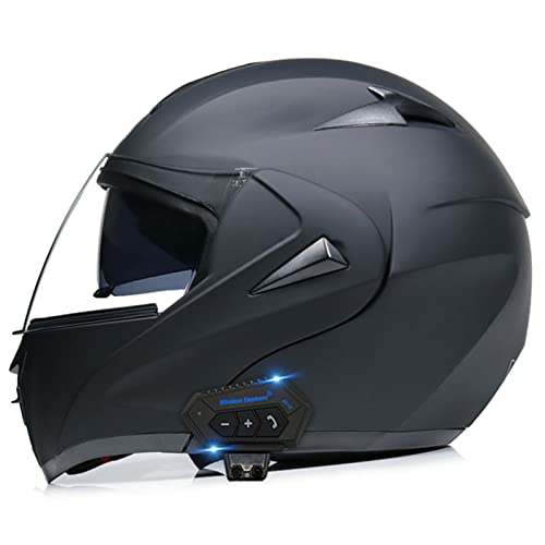 Bluetooth Modular Motorcycle Helmet,Dot Approved Full Face Flip Up Front Helmet Double Visor Helmets, Built-In Dual Speaker With Microphone, For Adults Men And Wome G,Large #TOP1