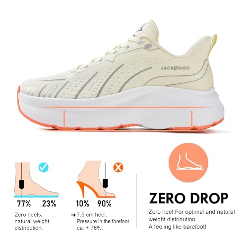Image of JACKSHIBO Wide Toe Box Shoes Women Slip on Arch Support Sneakers | Running Athletic Walking Tennis Slip in Plantar Fasciitis Orthopedic Ortho Hands Free Shoes Zero Drop Cushion Thick Sole