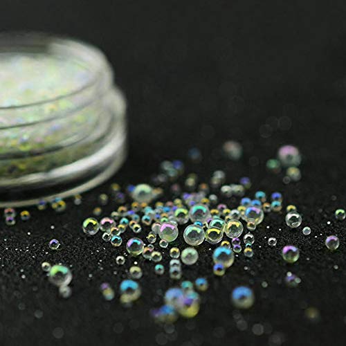 UV Resin Bubble Beads, DyAi 10 Bottles Water Droplet Bubble Beads, Magical Water Droplets, AB Miniature Bead, Resin Inclusion (Iridescent Color, 1mm to 2mm)