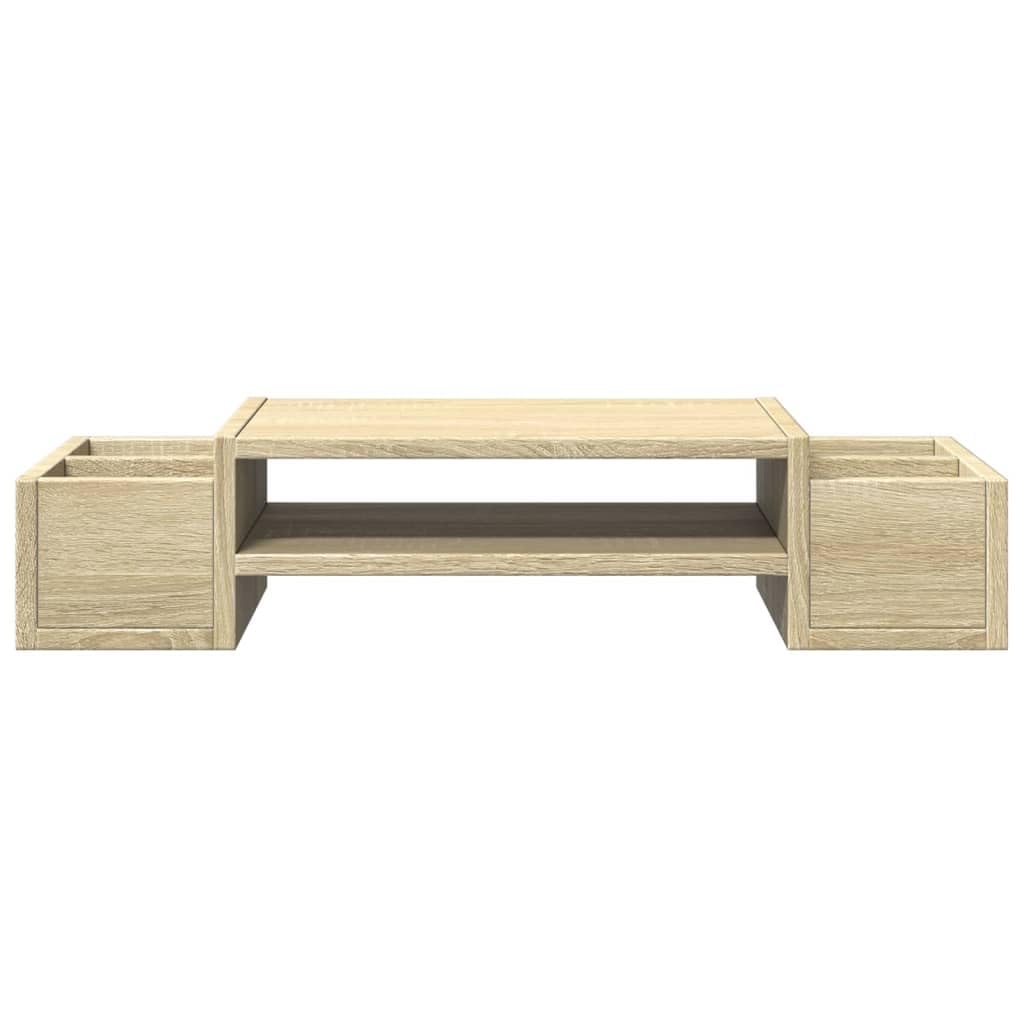 Leasha Rehausseur Écran PC Bureau, Réhausseur d'Écran Support de Moniteur avec rangement chêne sonoma 70x27x15 cm bois d'ingénierie
