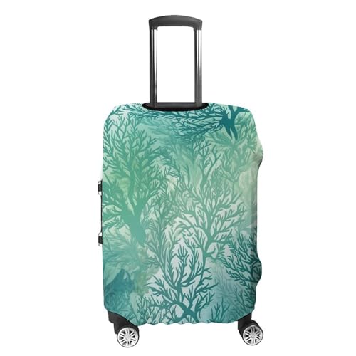 Green Sea Blue Seaweed Luggage Covers Tsa Approved Suitcase Cover Elastic Washable Luggage Sleeve Carry on Cover Protector Anti-Scratch Suitcase Protector Fits 19-30 Inch Case(S)4