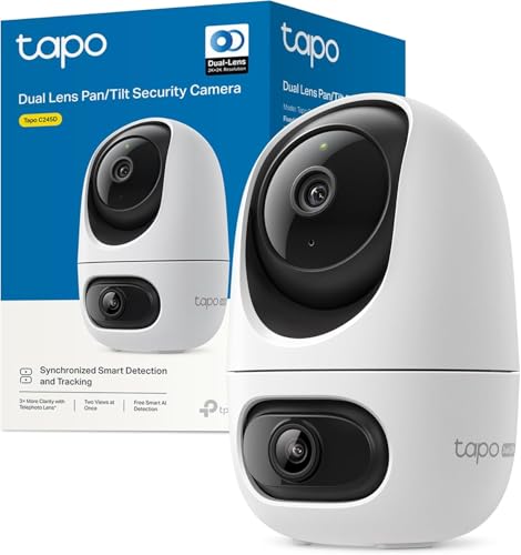 Tapo C245D - Cámara de vigilancia WiFi Interior con Doble Lente 2K, Seguimiento automático 360°, detección IA Personas/Mascotas/vehículos, visión Nocturna, Audio bidireccional, Almacenamiento Local