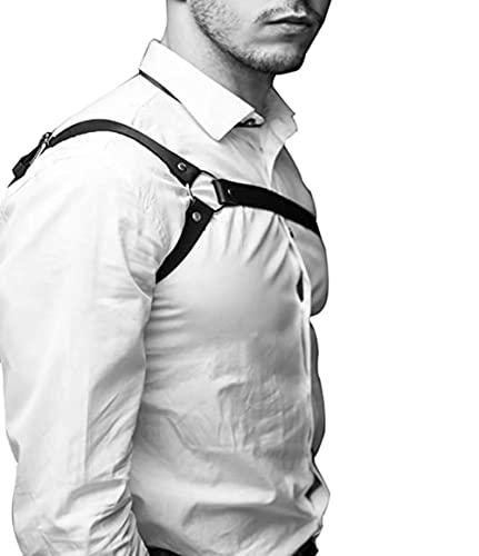 Men's Black Leather Body Chain Chest Harness Belt Shoulder Straps Adjustable Buckle Straps Costume Party Carnival2