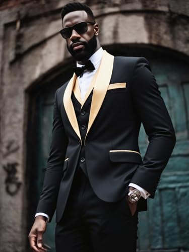 Men's Suit 3-Piece Slim Fit Shawl Lapel Wedding Tuxedo Formal/Casual Blazer Jacket, Waistcoat, Pants Set2