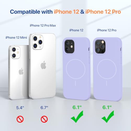 Image of miracase Magnetic for iPhone 12 Case /iPhone 12 Pro Case, [Soft Anti-Scratch Microfiber Lining], Compatible with MagSafe, Liquid Silicone Shockproof Drop Protection Phone Case for 12 /12 Pro,Violet