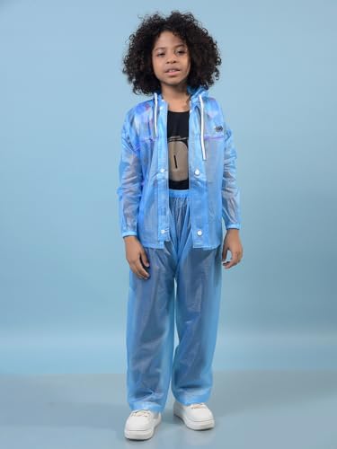 Image of Dollar Kids Waterproof PVC Raincoat Jacket & Pant Set | Zipper & Button Closure | Adjustable Hood & Pocket | Lightweight Full Body Rainwear Suit for Boys & Girls