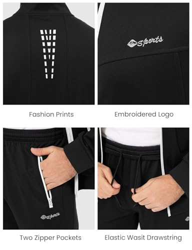 Image of Rdruko Men's Athletic Casual Tracksuit 2 Piece Full Zip Jacket Sweatsuit Outfit Jogger Fleece Set