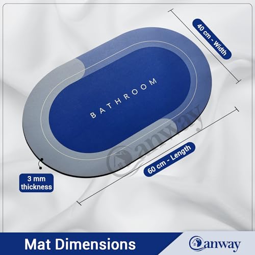 Image of CANWAY 1 Pieces 3.5mm Rubber Bath Mat (40x60 cm, Light Blue) | Anti-Skid Non-Slip Bathroom Floor Mat | Quick Dry Super Absorbent Soft Door Mat for Home & Shower