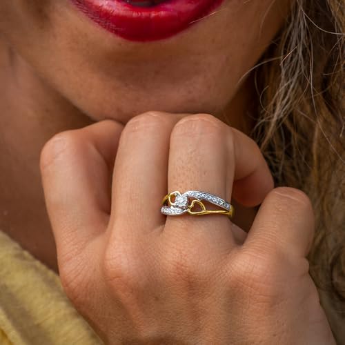 Diamond Promise Ring 14KT Yellow Gold Plated Sterling Silver 1/10 cttw Natural Diamonds (H-I Color, I2-I3 Clarity)4