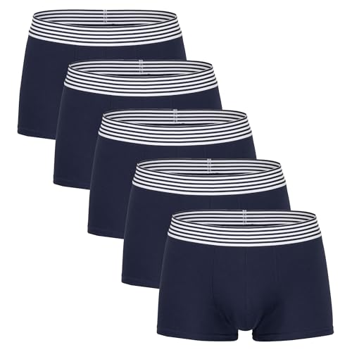 CARBURANT Herren Boxershorts 5er Pack Navy Blau – Bequeme Baumwolle, atmungsaktiv & elastisch – Weiche, hautfreundliche Unterhosen im Set (DE/NL/SE/PL, Alphanumerisch, XL, Regular, Regular, Blau)