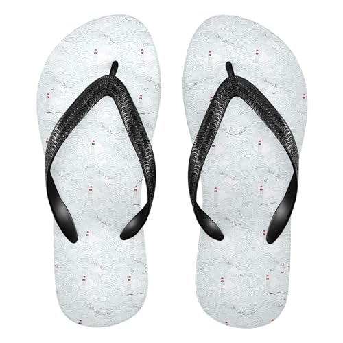 Burbuja Modern Waves Flip Flops for Women Men, Soft Thong Sandals Rubber Slippers for Pool Beach Essentials