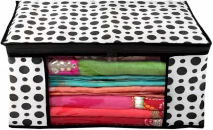 Image of IMMERSE Non-Woven Saree Cover Storage Bag With Transparent Window /Cloth Covers With 2 Premium zip /Saree Organizer for Garment Covers with a capacity of up to 8 sarees (Pack Of 6) (Black Pack of 3)
