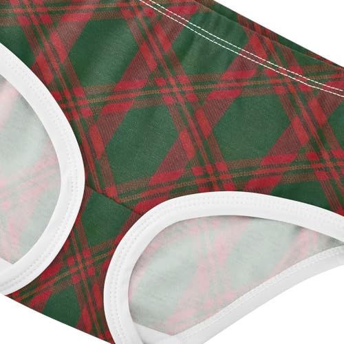 Toddler Girls Underwear 2t Cotton Little Girl Panties Personalized Briefs Undies Kids Dark Green Maroon Red Plaid4