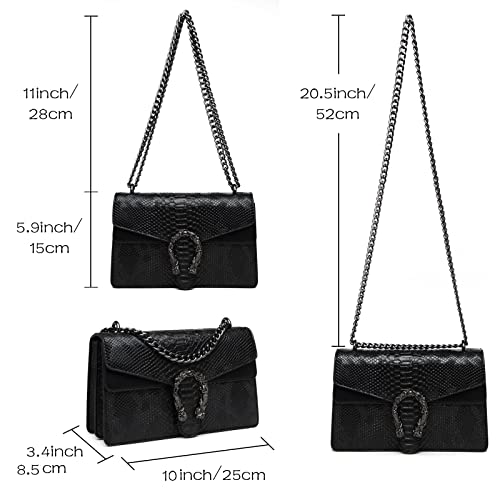 MYHOZEE Crossbody Bags for Women - Snake Printed Clutch Purses Leather Chain Shoulder Bags Evening Handbags - Image 4