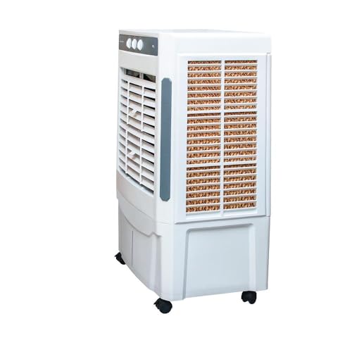 Image of Kelvinator Commercial Air Cooler 90L KCD-90001MGRP Desert Air Cooler (Grey & White) | Heavy-Duty Double Metal Ball Bearing Motor | 3-Side Honeycomb Pads | Auto Swing | Castor Wheels