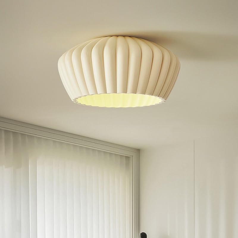 Plafonnier japonais compact E27 résine crème résout le manque de luminosité des plafonds bas