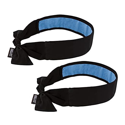 Ergodyne Chill Its 6700CT Cooling Bandana, Lined with Evaporative PVA Material for Fast Cooling Relief, Tie for Adjustable Fit, 2-Pack Black