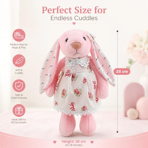 Image of Soft Pink Bunnycat Toy for Kids Stuffed Soft Toy with Cute Hug-Friendly Plush for Babies, Toddlers & Children Safe, Lightweight & Easy to Clean (35CM)