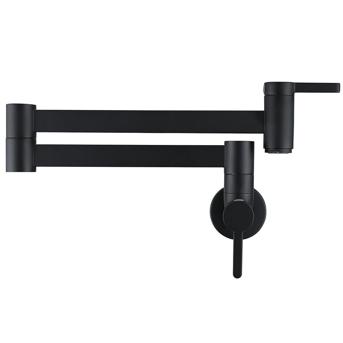 HomeLava Rubinetto da cucina nero a parete, Rubinetto riempitore per pentola, Rubinetto a muro in ottone Pieghevole, Girevole a 360°, 2 maniglie (nero)