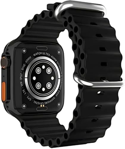 Image of Smartwatch with 49mm Display, Black Silicone Band, Compatible with iOS and Android for Men & Women