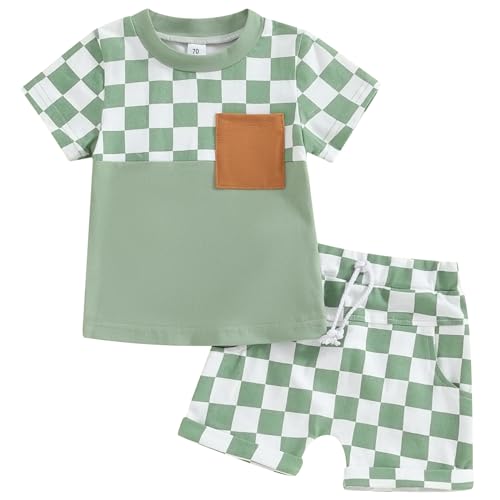 Image of Mubineo Infant Toddler Baby Boy Summer T Shirt Shorts Outfits Short Sleeve Tee Tops Clothes Set