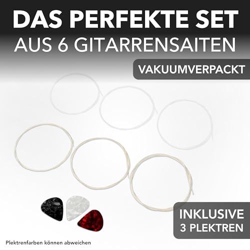 TOREROMUSIC® - Gitarrensaiten Konzertgitarre. Nylon und Silber. Premium Nylon-Saiten für Akustikgitarre, Konzertgitarre und Klassische Gitarre (6-Saiten-Set), inkl. 3 Plektren