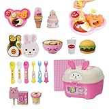 Pudding Feeding Toy Set Simulation Snack Toy Foods with Storage Case Interactive Fun Pretend Play Food for Girls Kids Foods Food Set Pudding Feeding