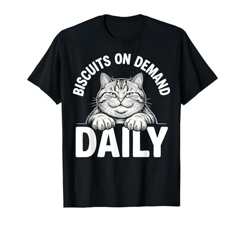Kitty Biscuits On Demand Daily Cat Design T-Shirt, Men, Black, Large