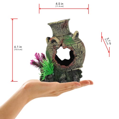 Uneak - Aquarium Decorations Vase Jar Jug Sunken Fish Tank Decoration Ornament Landscaping Rocks Cave Saltwater Freshwater Small & Medium Fish Garden Pond Ornaments Resin #TOP4