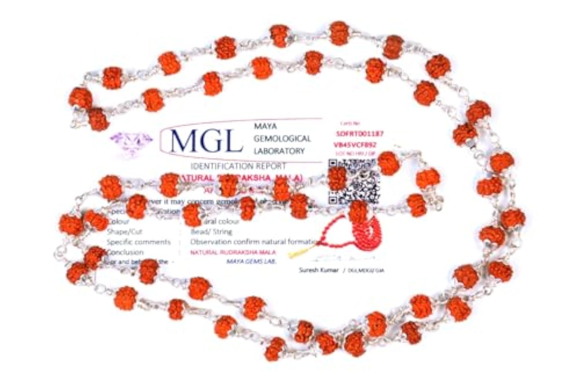Pure 75% Silver Rudraksha Mala with Certificate