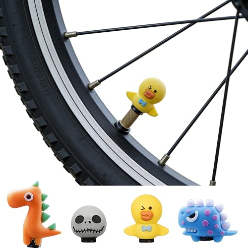 Hezhou 4 Pcs Fahrradventilkappen Ventildeckel Waschbare Ventilkappen Aus Silikon Reifenventil-Kappen Fahrrad Ventildeckel Reifenmarkierer Valve Cap für Fahrrad Mountainbike Bergfahren (A)