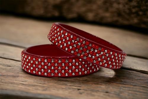 Zircon Stone Glass Bangle Indian Fancy Kanch Bangles (2.60)