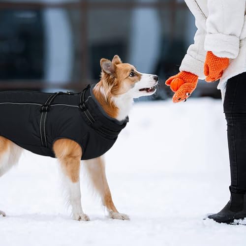 Kuoser Wasserdicht Hundejacke - Warm Wintermantel für Kleine Hunde, Fleecemantel Hundepullover, S Schwarz