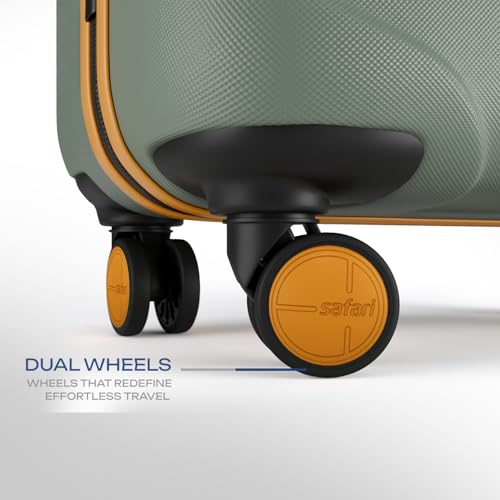 Image of Safari Cabin Crescent 8 Wheels 56cm Small Trolley Bag Hard Case Polycarbonate 360 Degree Wheeling System Luggage, Travel Bag, Suitcase for Travel, Trolley Bags for Travel, Thyme Green