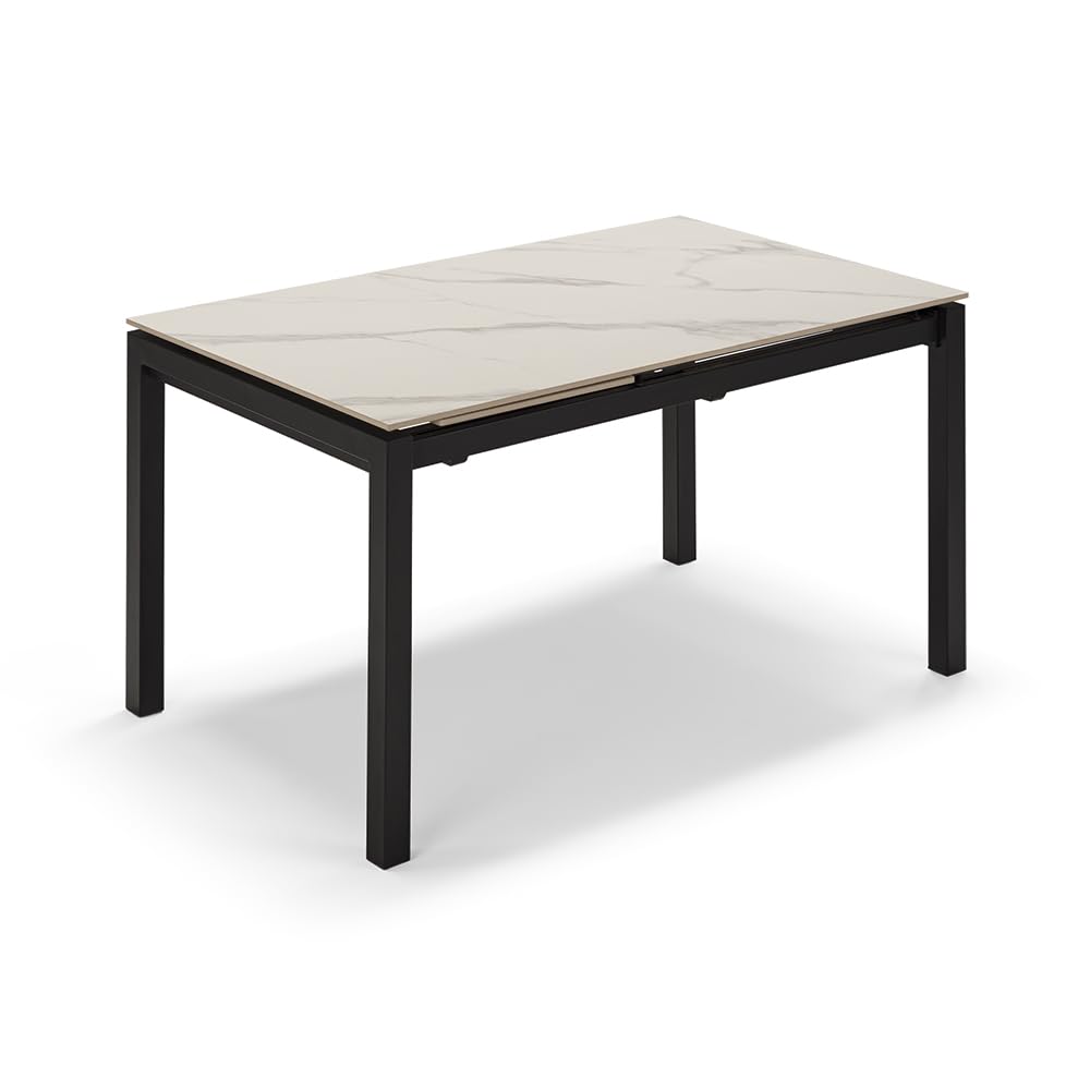 REDÒKASA Tavolo da pranzo allungabile 110x70 modello BORA in Grès Ceramico con allunga laterale 40 cm per sala da pranzo, cucina e soggiorno, design moderno (Marmo di Carrara)