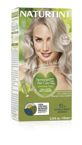 Naturtint Permanent Hair Color 10A Light Ash Blonde (Pack of 1), Ammonia Free, Vegan, Cruelty Free, up to 100% Gray Coverage Blonde (Pack of 1), Ammonia Free, Vegan, Cruelty Free, up to 100% Gray Coverage, Long Lasting Results