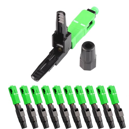 LIAYTRSS 10 Conectores fríos de Fibra óptica rápida SC/APC para Conexiones de Fibra óptica monomodo y Conexiones de Interfaz FC