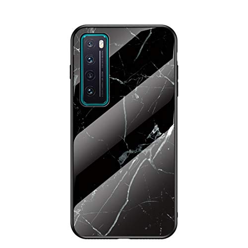 MadBee Funda para Huawei Nova 7 [con Protector de Pantalla],9H Cristal Templado [Mármol] [Resistente a los Arañazos] + Borde de TPU Silicona Suave Fundas Case Cover (Mármol 4)