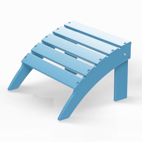 GREENVINES Adirondack-Ottoman | HDPE Plastic | Outdoor Footrest | All Weather | Foot Rest | Foot Stool | Arctic | for Adirondack Chair | for Patio Bac