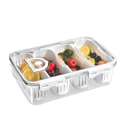 Generico Contenedores para conservación de alimentos | Contenedor divisorio transparente con tapa | Porta aperitivos para – Para reuniones familiares, picnics, cocina, camping, frutas, verduras